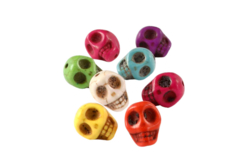 Perles têtes de mort multicolores - 32 perles - Perles Naturelles - 10doigts.fr