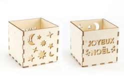 Photophore "Joyeux Noël" bois - Photophores Noël - 10doigts.fr