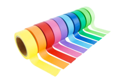 Rouleaux de masking tape arc-en-ciel - 10 couleurs - Adhésifs colorés et Masking tape - 10doigts.fr