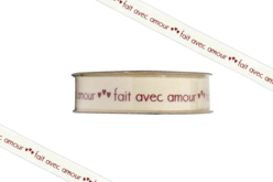 Ruban "Fait avec amour"  - 2 mètres - Rubans et biais - 10doigts.fr