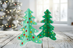 sapins en bois à monter - Objets en bois Noël - 10doigts.fr