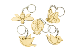 Set de 5 porte-clés en bois - animaux volants - Porte-clés - 10doigts.fr