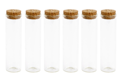 set de 6 flacons fioles en verre avec bouchon liège - Supports en Verre - 10doigts.fr