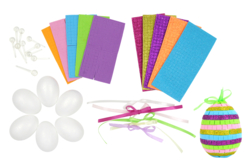 Set de 6 œufs décoratifs en polystyrene et stickers mosaiques   - Kits créatifs Pâques - 10doigts.fr