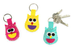 Set de 6 porte-clefs hibou en feutrine - Kits Mercerie - 10doigts.fr