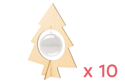 10 sapins + 10 boules plastique Ø 10 cm - Objets en bois Noël – 10doigts.fr