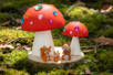 Champignons et la famille écureuil - Univers Miniature : maison de poupée et miniatures – 10doigts.fr