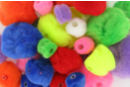 Perles pompons, couleurs vives - 48 pièces - Pompons - 10doigts.fr