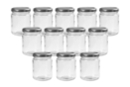 Pot en verre avec couvercle à visser 240 ml - Lot de 12 - Supports en Verre - 10doigts.fr