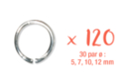 Anneaux ronds argentés (30 par Ø : 5, 7, 10, 12 mm) - 120 pcs - Anneaux, clous - 10doigts.fr