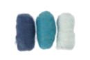 3 Pelotes de Laine Cardé e-  bleus - Feutrage, laine cardée 59048 - 10doigts.fr