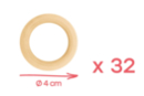 Anneaux en bois Ø 4 cm - 32 pièces - Perles Bois 38273 - 10doigts.fr