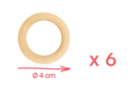 Anneaux en bois Ø 4 cm - 6 pièces - Perles Bois - 10doigts.fr
