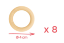 Anneaux en bois Ø 4 cm - 8 pièces - Perles Bois - 10doigts.fr