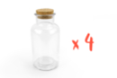 Bocaux en verre avec bouchon liège - 4 pièces - Supports en Verre 46081 - 10doigts.fr