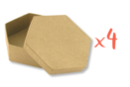 Boîtes hexagonales Ø 10,5 cm -  H : 3,5 cm - Lot de 4 - Boîtes en carton 12131 - 10doigts.fr