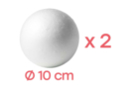 Boules en polystyrène Ø 10 cm -  2 pièces - Boules en polystyrène - 10doigts.fr