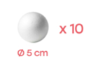 Boules en polystyrène Ø 5 cm -  10 pièces - Boules en polystyrène - 10doigts.fr