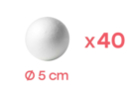 Boules en polystyrène Ø 5 cm -  40 pièces - Boules en polystyrène 12681 - 10doigts.fr