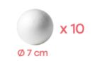 Boules en polystyrène Ø 7 cm - 10 pièces - Boules en polystyrène - 10doigts.fr