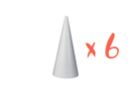 Cônes en polystyrène 20 x 9 cm - 6 pièces - Formes à décorer - Polystyrène - 10doigts.fr
