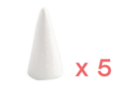 Cônes en polystyrène 11 cm - 5 pièces - Formes à décorer - Polystyrène - 10doigts.fr