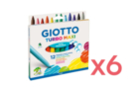 Feutres GIOTTO Turbo Maxi -  6 pochettes de 12 feutres (72 feutres) - Feutres pointes larges - 10doigts.fr