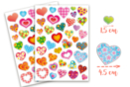 Gommettes coeurs colorés - 74 pcs - 2 planches (74 gommettes) - Gommettes coeurs - 10doigts.fr