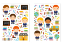 Gommettes école - 1 set (2 planches) - Gommettes Pédagogiques - 10doigts.fr