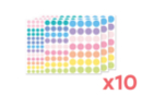 Gommettes rondes Pastel - 10 sets (3480 gommettes) - Gommettes rondes 17026 - 10doigts.fr