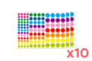 Gommettes rondes vives - 10 sets (3480 gommettes) - Gommettes formes assorties - 10doigts.fr