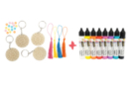 Kit porte-clés Mandalas en bois - 24 porte-clés + 8 stylos peinture 3D - Porte-clés 56129 - 10doigts.fr