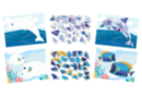 Kit tableaux stickers au numéro A5 animaux marins - 2 pcs - Kits animaux et nature 59722 - 10doigts.fr