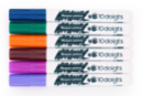 Marqueurs peinture - 6 couleurs complémentaires : bleu foncé, vert foncé, fuschia, orange, brun, violet - Peinture verre et faïence - 10doigts.fr