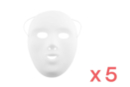 Masques blancs, taille enfant - 5 pièces - Masques Créatifs 10525 - 10doigts.fr
