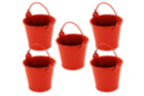 Seaux en métal rouge - 5 pièces - Supports en Métal 12684 - 10doigts.fr