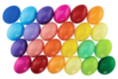 Oeufs colorés en plastique 6 cm - 75 pièces - Oeufs de Pâques créatif 57339 - 10doigts.fr