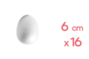 Oeufs en polystyrène 6 x 4 cm - 16 pièces - Oeufs de Pâques créatif - 10doigts.fr