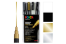 Marqueurs Posca Pointes fines - 4 couleurs - noir, blanc, or, argent - Marqueurs POSCA - 10doigts.fr