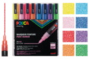 Pochette de 8 marqueurs POSCA pointes fines (0,9 à 1,3 mm)- couleurs pailletées assorties - Marqueurs POSCA - 10doigts.fr