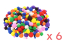 Pompons colorés  (tailles : 1 cm - 2 cm - 2,5 - 3 cm) - 1800 pièces (6 sets) - Pompons 10880 - 10doigts.fr