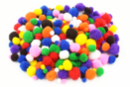 Pompons colorés  (tailles : 1 cm - 2 cm - 2,5 - 3 cm) - 300 pièces (1 set) - Pompons 10429 - 10doigts.fr