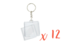 Porte-clés carrés (4 x 4 cm) -  12 pièces - Plastique Transparent 18133 - 10doigts.fr