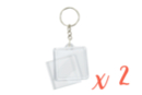 Porte-clés carrés (4 x 4 cm) - 2 pièces - Plastique Transparent 18132 - 10doigts.fr