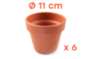 Pots en terre cuite Ø 11 cm - Hauteur 10 cm - 6 pots - Supports en céramique à décorer 04044 - 10doigts.fr