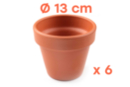 Pots en terre cuite Ø 13 cm - Hauteur 12 cm - 6 pots - Supports en céramique à décorer - 10doigts.fr
