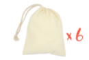Sac coton 19 x 23 cm - 6 pièces - Coton, lin - Textiles 38231 - 10doigts.fr