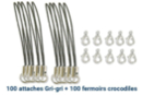 Attaches gri-gri noires + fermoirs carabine - Lot de 100 - Porte-clés 16275 - 10doigts.fr