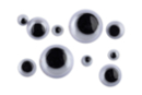 Yeux mobiles adhésifs - pupille noire / fond blanc - 100 pcs - Yeux mobiles 59385 - 10doigts.fr