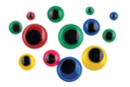 Yeux mobiles adhésifs - pupille noire / fond couleur - 100 pcs - Yeux mobiles 59384 - 10doigts.fr